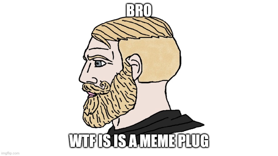 chad yes | BRO; WTF IS IS A MEME PLUG | image tagged in chad yes | made w/ Imgflip meme maker