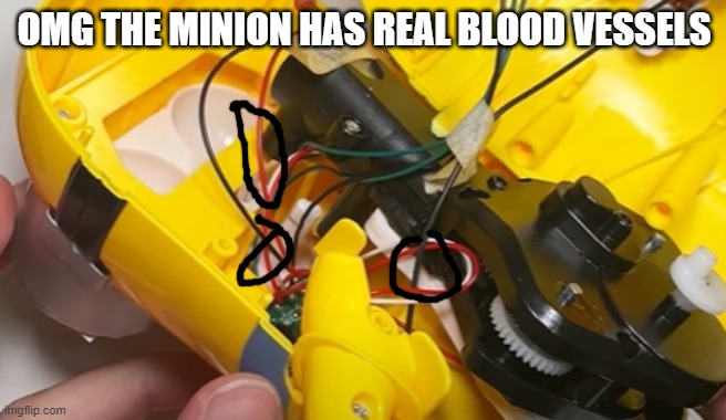 wth | OMG THE MINION HAS REAL BLOOD VESSELS | made w/ Imgflip meme maker