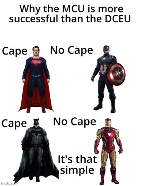 No Capes Huh | image tagged in marvel,dc | made w/ Imgflip meme maker