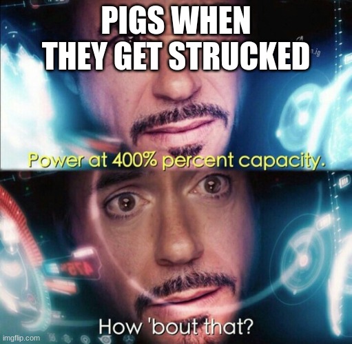 avengers power at 400 | PIGS WHEN THEY GET STRUCKED | image tagged in avengers power at 400 | made w/ Imgflip meme maker