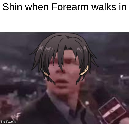 The image i edited is concept art for arc 1 shin | Shin when Forearm walks in | image tagged in x when x walks in | made w/ Imgflip meme maker