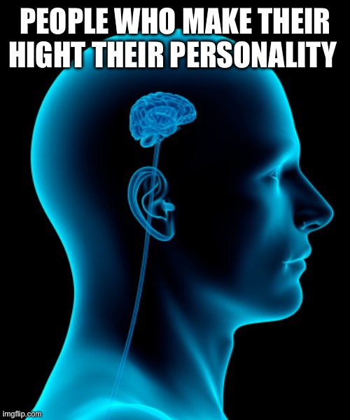 small brain | PEOPLE WHO MAKE THEIR HIGHT THEIR PERSONALITY | image tagged in small brain | made w/ Imgflip meme maker