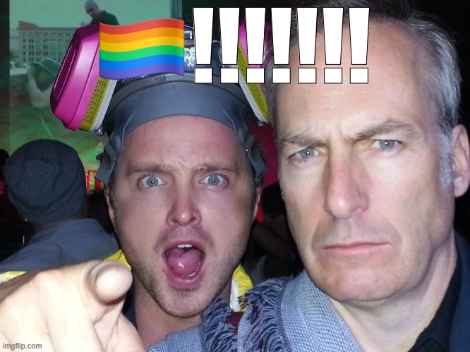 Remover this | 🏳️‍🌈!!!!!!! | image tagged in aaron paul points at you with bob odenkirk staring at you | made w/ Imgflip meme maker