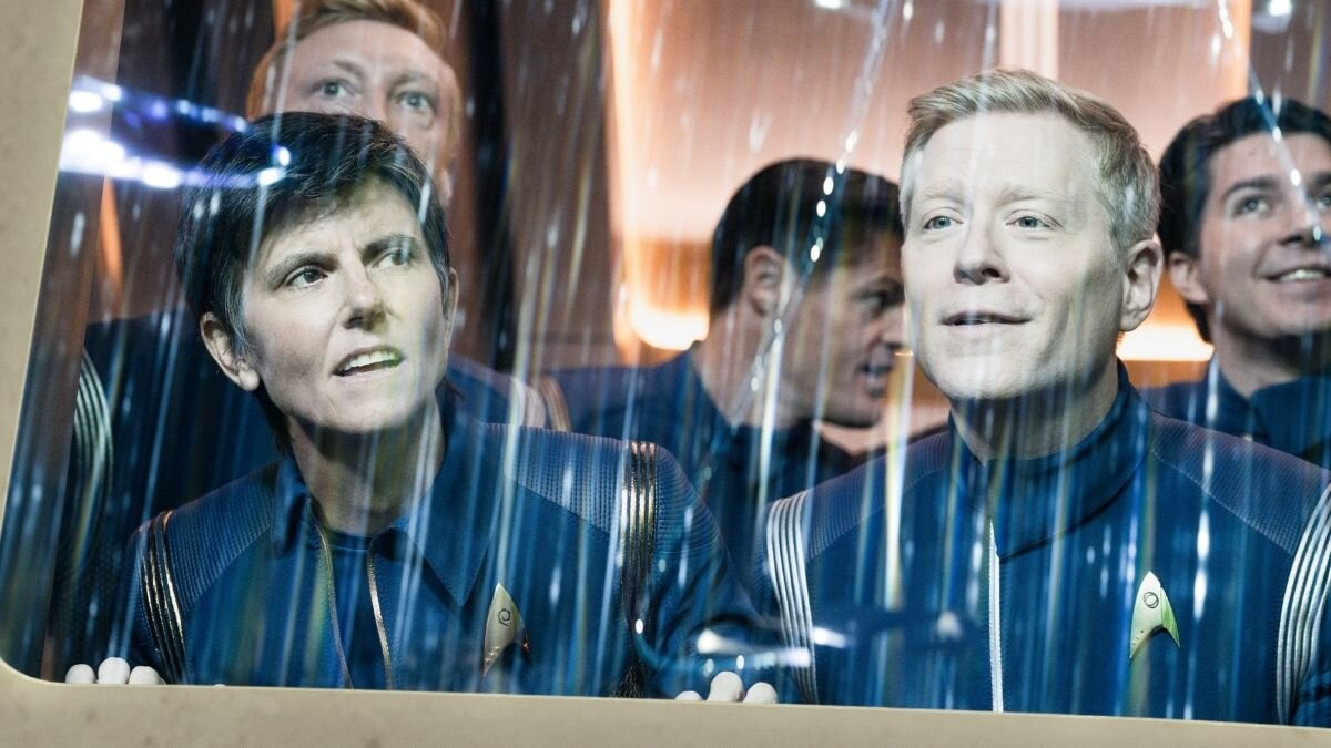 High Quality Stamets and Reno looking out a window Blank Meme Template