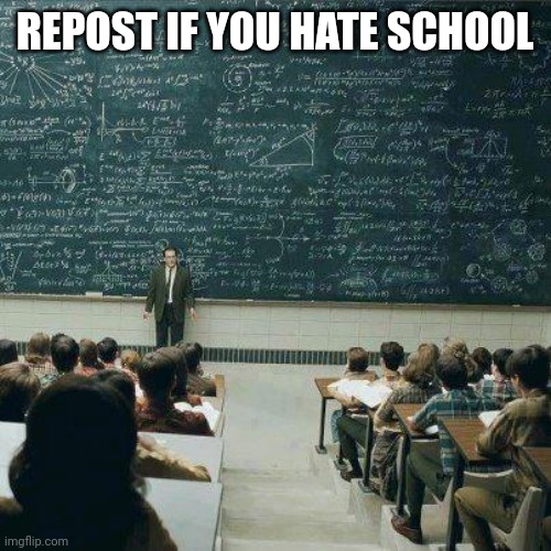 School | REPOST IF YOU HATE SCHOOL | image tagged in school | made w/ Imgflip meme maker