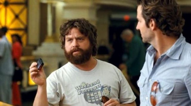 Weekend Forecast t-shirt worn by Alan Garner (Zach Galifianakis) Blank Meme Template