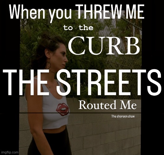 When you threw me to the curb the streets routed me | image tagged in shareenhammoud,theshareenshow,sheezybenz,lifequotes,thestreets | made w/ Imgflip meme maker