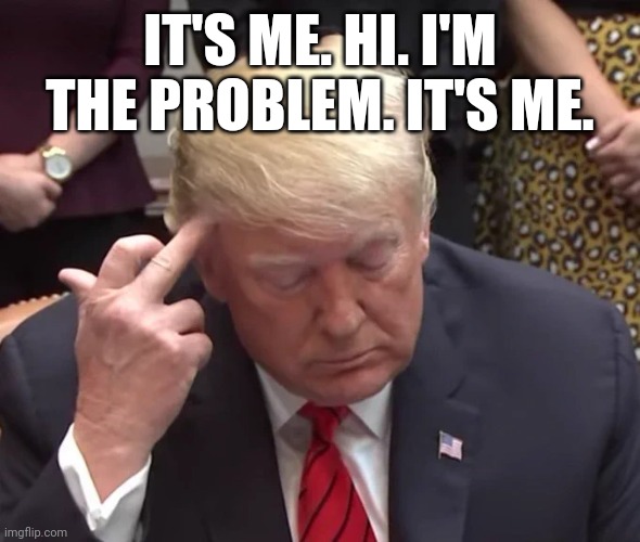 Trump | IT'S ME. HI. I'M THE PROBLEM. IT'S ME. | image tagged in trump | made w/ Imgflip meme maker