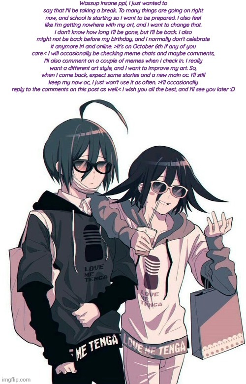 Charas Swaggy Shuichi and Kokichi temp | image tagged in charas swaggy shuichi and kokichi temp | made w/ Imgflip meme maker