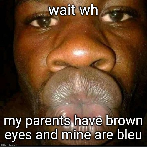 omg guys im adopted hahd | wait wh; my parents have brown eyes and mine are bleu | made w/ Imgflip meme maker