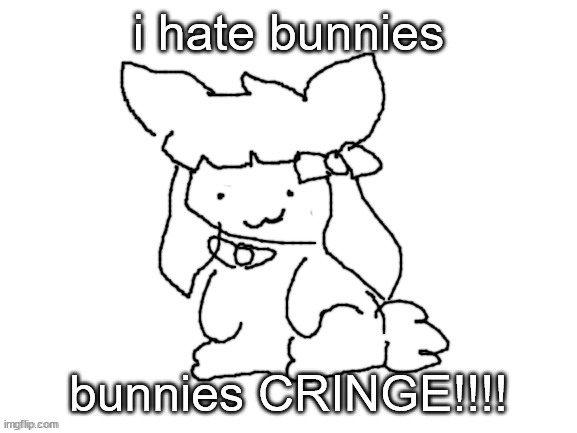 jk i luv bunny | i hate bunnies; bunnies CRINGE!!!! | image tagged in funne bunne thx cinna | made w/ Imgflip meme maker