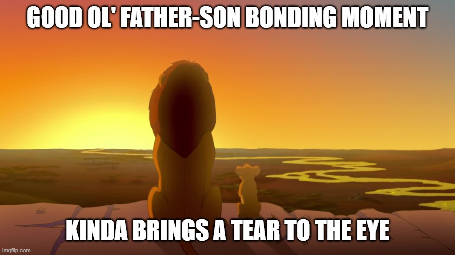 God Father & Son | GOOD OL' FATHER-SON BONDING MOMENT KINDA BRINGS A TEAR TO THE EYE | image tagged in god father son | made w/ Imgflip meme maker