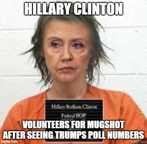Going for the likes | HILLARY CLINTON; VOLUNTEERS FOR MUGSHOT
AFTER SEEING TRUMPS POLL NUMBERS | image tagged in hillary clinton,hillary,mugshot,donald trump,trump,polls | made w/ Imgflip meme maker