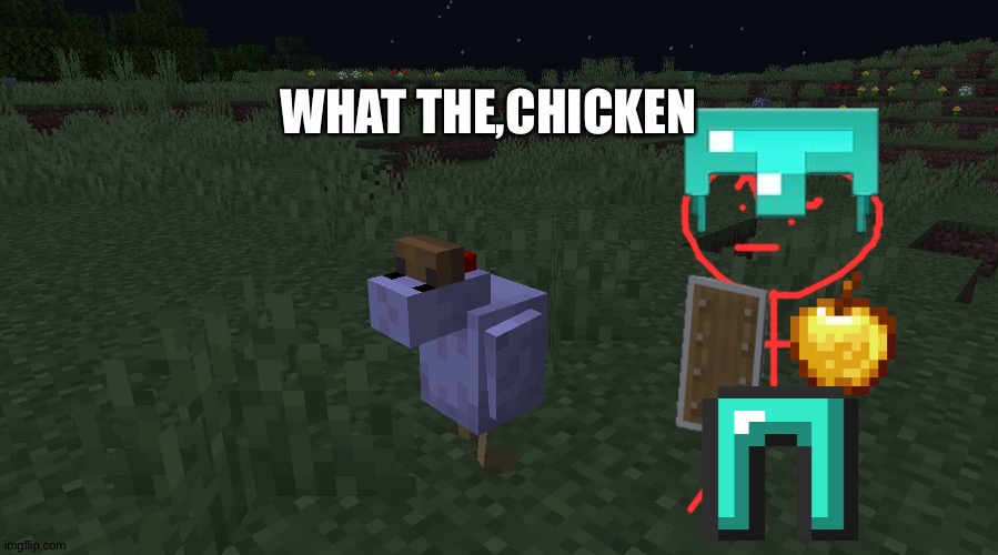 Wtf chicken | WHAT THE,CHICKEN | image tagged in wtf chicken,stickman,minecraft | made w/ Imgflip meme maker