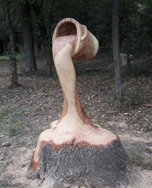 Cream of wood | image tagged in wood,carvings,artistic,tree,stump,creativity | made w/ Imgflip meme maker