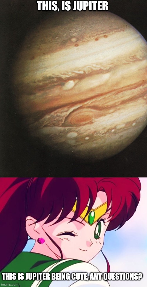 THIS, IS JUPITER; THIS IS JUPITER BEING CUTE, ANY QUESTIONS? | made w/ Imgflip meme maker