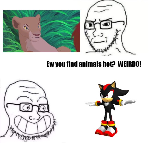 DontReadMe: | Ew you find animals hot?  WEIRDO! | image tagged in hypocrite neckbeard | made w/ Imgflip meme maker