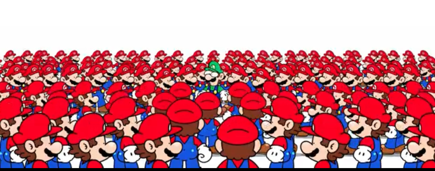 Mario clones look at luigi Blank Meme Template