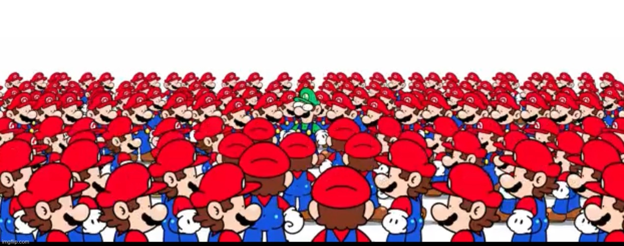 Mario clones look at luigi | image tagged in mario clones look at luigi | made w/ Imgflip meme maker