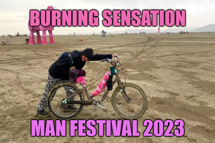 BURNING SENSATION; MAN FESTIVAL 2023 | image tagged in burning man | made w/ Imgflip meme maker