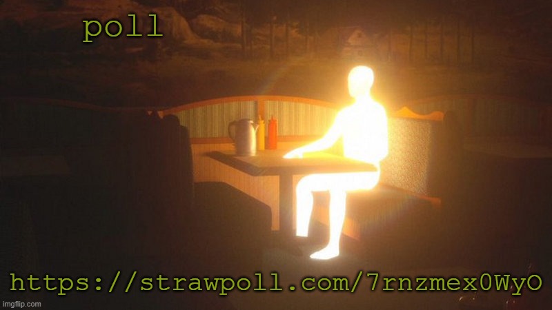 https://strawpoll.com/7rnzmex0WyO | poll; https://strawpoll.com/7rnzmex0WyO | image tagged in glowing guy | made w/ Imgflip meme maker