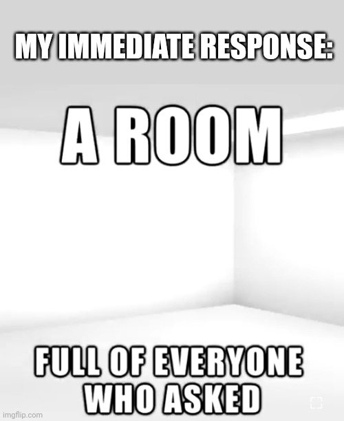 A room | MY IMMEDIATE RESPONSE: | image tagged in a room | made w/ Imgflip meme maker