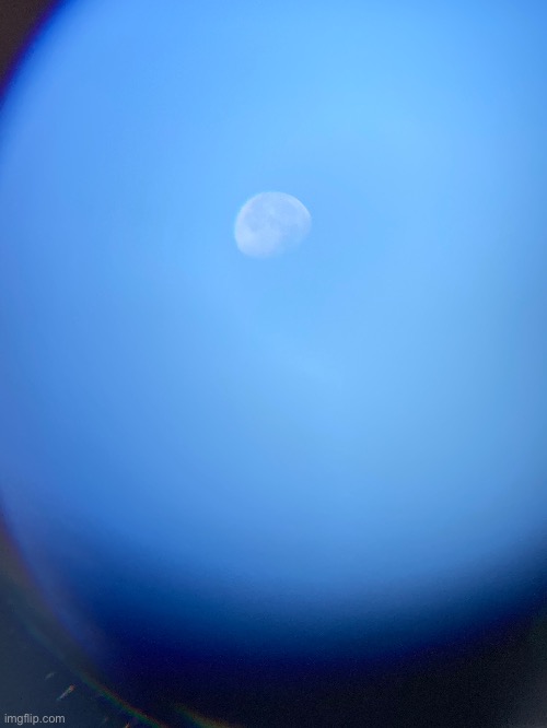 Moon through monocular | image tagged in photo | made w/ Imgflip meme maker