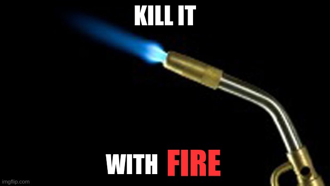 blowtorch | KILL IT WITH FIRE | image tagged in blowtorch | made w/ Imgflip meme maker