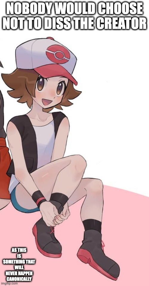 Hilbert Cross-Dressing as Hilda | NOBODY WOULD CHOOSE NOT TO DISS THE CREATOR; AS THIS IS SOMETHING THAT WILL NEVER HAPPEN CANONICALLY | image tagged in hilbert,pokemon,memes | made w/ Imgflip meme maker