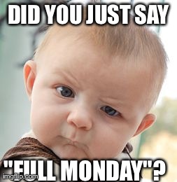 Skeptical Baby | DID YOU JUST SAY "FULL MONDAY"? | image tagged in memes,skeptical baby | made w/ Imgflip meme maker