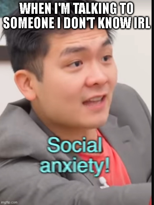 Social Anxiety, You Either Love It Or Hate It | WHEN I'M TALKING TO SOMEONE I DON'T KNOW IRL | image tagged in social anxiety | made w/ Imgflip meme maker