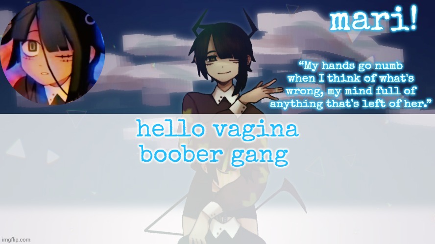 starfruits tamari temp | hello vagina boober gang | image tagged in starfruits tamari temp | made w/ Imgflip meme maker