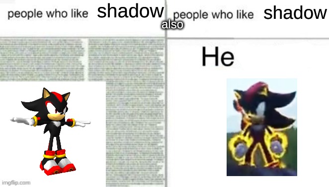 People who like X vs. people who like Y | shadow; shadow; also | image tagged in people who like x vs people who like y | made w/ Imgflip meme maker