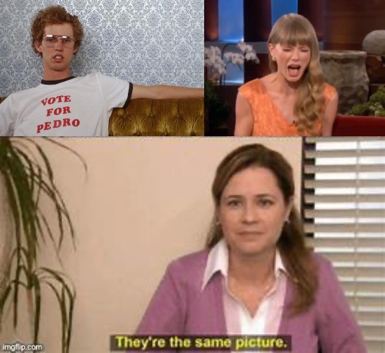 Same person | image tagged in napolean dynamite,taylor swift mad,they re the same picture | made w/ Imgflip meme maker