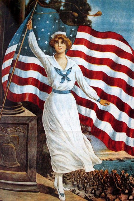 Patriotic woman American flag vintage JPP Blank Meme Template