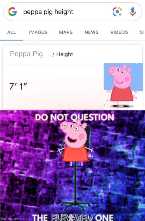 The Bacon Has Elevated | image tagged in do not question the elevated one,peppa pig | made w/ Imgflip meme maker