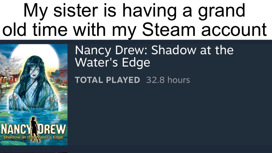 My sister is having a grand old time with my Steam account | made w/ Imgflip meme maker