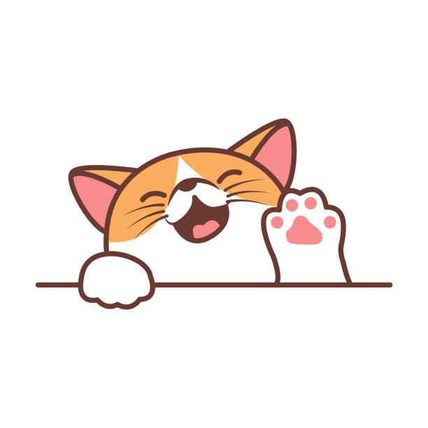Cute waving cat Blank Meme Template