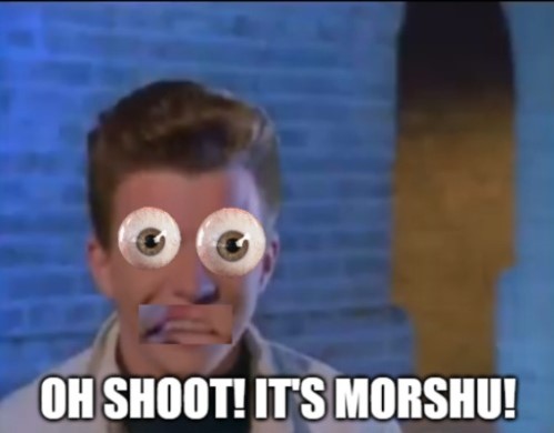 OH SHOOT! IT'S MORSHU! Blank Meme Template