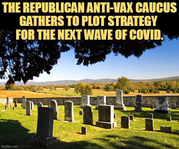 THE REPUBLICAN ANTI-VAX CAUCUS
GATHERS TO PLOT STRATEGY 
FOR THE NEXT WAVE OF COVID. | image tagged in maga,qanon,republican,anti vax,dead | made w/ Imgflip meme maker