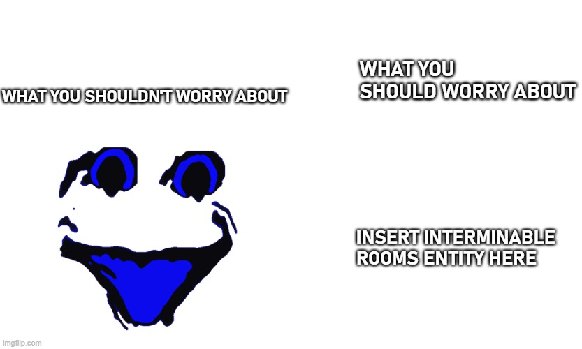 INTERMINABLE ROOMS COMPARISON (TEMPLATE) | WHAT YOU SHOULD WORRY ABOUT; WHAT YOU SHOULDN'T WORRY ABOUT; INSERT INTERMINABLE ROOMS ENTITY HERE | image tagged in template | made w/ Imgflip meme maker
