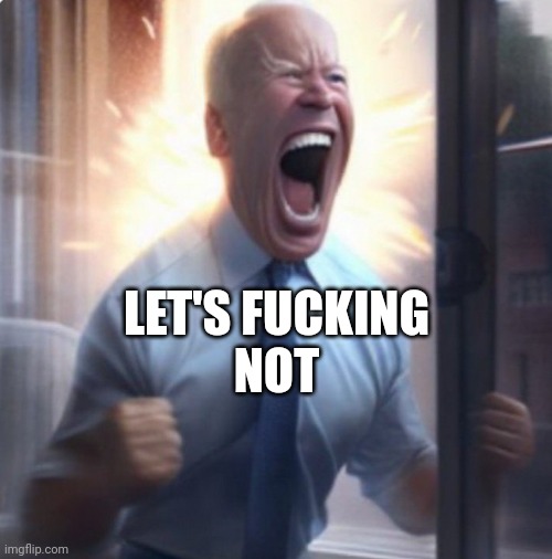 Biden Lets Go | LET'S FUCKING
NOT | image tagged in biden lets go | made w/ Imgflip meme maker