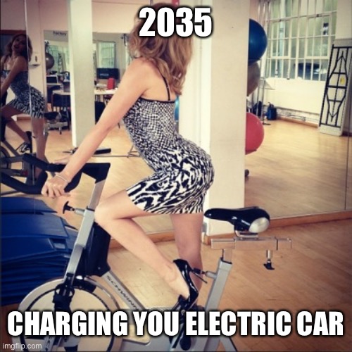 Kylie on bike | 2035 CHARGING YOU ELECTRIC CAR | image tagged in kylie on bike | made w/ Imgflip meme maker