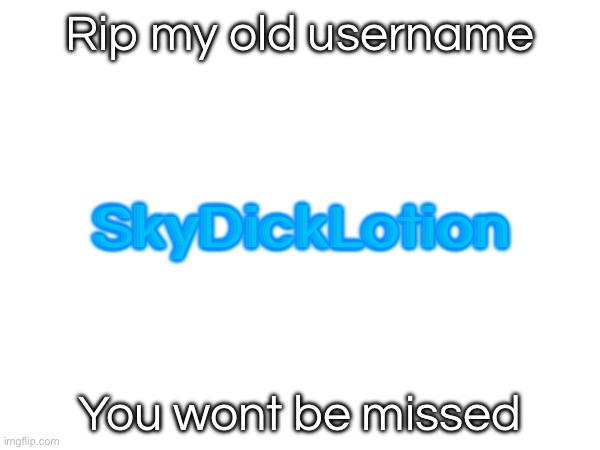 I’m going to my old username’s funeral | Rip my old username; SkyDickLotion; You wont be missed | image tagged in rip,packwatch | made w/ Imgflip meme maker