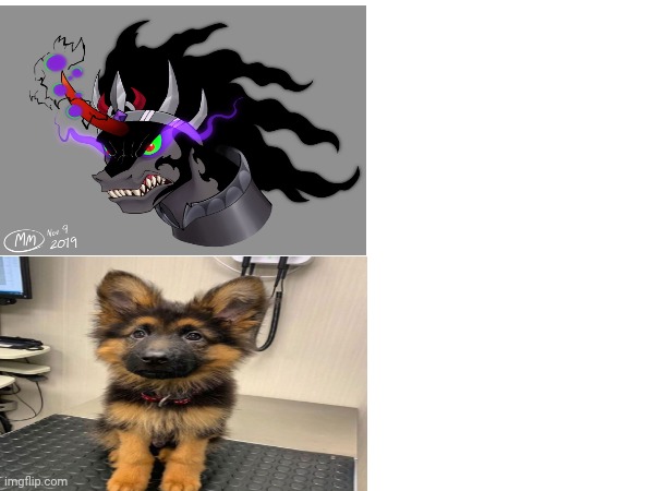 High Quality King Sombra and cute puppy Blank Meme Template