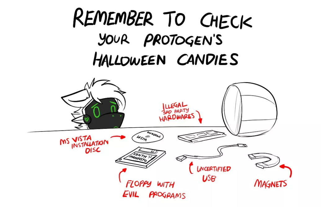 High Quality Remember to check your protogen’s Halloween candy! Blank Meme Template