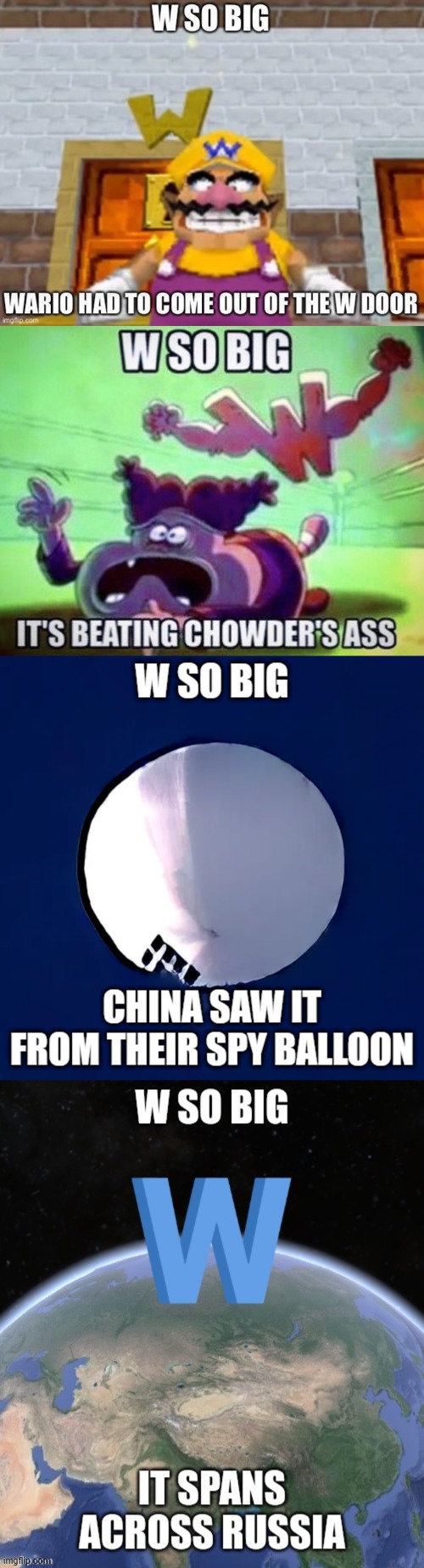 image tagged in w so big wario,w so big,w so big china saw it from their spy balloon,w so big it spans across russia | made w/ Imgflip meme maker