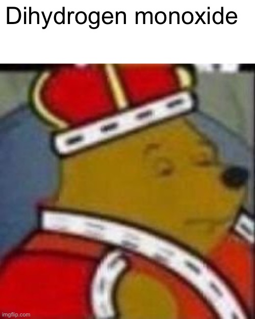 Winnie the Poo King | Dihydrogen monoxide | image tagged in winnie the poo king | made w/ Imgflip meme maker