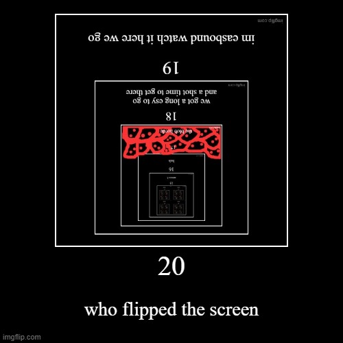 20 | who flipped the screen | image tagged in funny,demotivationals | made w/ Imgflip demotivational maker