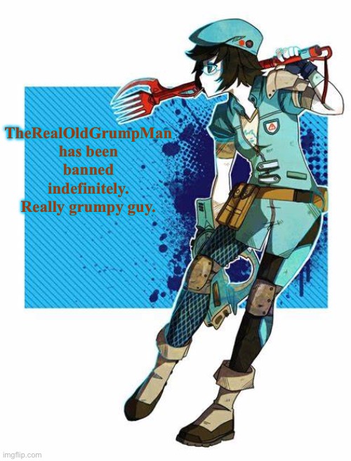 Yuh | TheRealOldGrumpMan has been banned indefinitely. Really grumpy guy. | image tagged in jane crocker temp | made w/ Imgflip meme maker